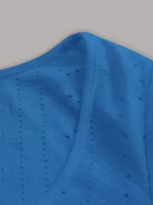 SHEIN EZwear Solid Color Bell Sleeve Knit T-Shirt