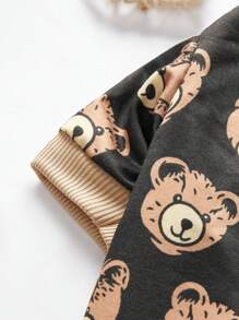 Skewed Studio 1 pezzo Felpa kawaii con stampa di orsetto, colore caffè, senza, calda, adatta per vacanze