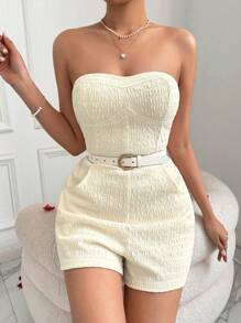 SHEIN Privé Của phụ nữ Ngày lễ tình nhân Quây Eo Kẹp chặt Eo cao Romper - Màu vàng - Xem 1