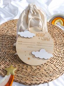 新生兒男嬰出生宣布木製雲牌，照片道具，收藏禮物 - 彩色 - 查看 2