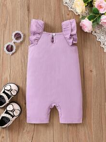 Baby Girl Ruffled Purple Jumpsuit - Purple - View 2