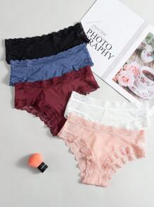 5入組蕾絲拼接三角褲