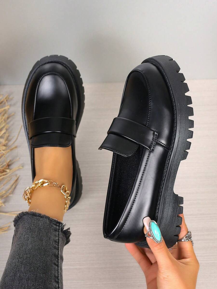 Plus Size Women's Shoes 41 42 43, Black Mary Jane Shoes For Women, British Style, Thick Bottom, Japanese Jk Uniform Shoes, Anti-Skid, Increased, Lofers, High-Heeled Shoes