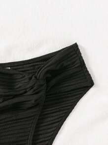 SHEIN Swim Summer Beach Solid Twist Detail Bikini Bottoms Carnival - Black - View 8