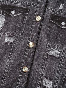 SHEIN Chaqueta de forro polar con estampado floral de moda para niña joven, otoño/invierno - Gris - Ver 6