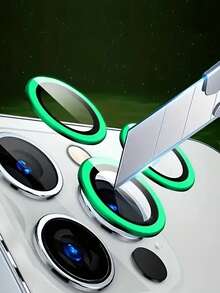 ROMWE 蘋果相機鏡頭保護貼,荧光鏡頭保護套,完美貼合荧光鏡頭保護貼 - 綠色 - 查看 3