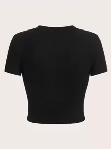 INAWLY Cartoon Printed Short Sleeve T-Shirt - Black - View 2