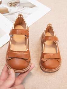 Children's Comfortable & Versatile Bowknot Decor Girls' Flat Shoes - Brown - View 5