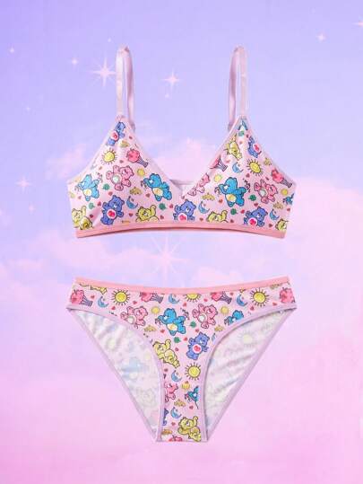 ROMWE X Care Bears Cute Colorful Bear Printed Underwear Set