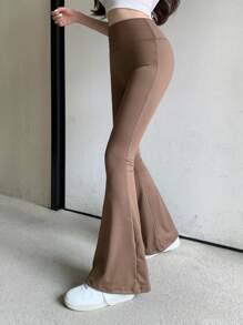 DAZY Leggings a vita alta a zampa di elefante, abbigliamento back to school per donne