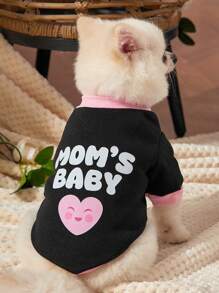Debiesn Sudadera para perros pequeños con estampado de corazón de color rosa y negro sin gorro, para vacaciones, amor, Día de San Valentín