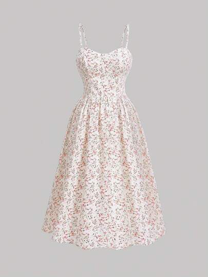 SHEIN MOD Plus Size Summer Floral Print Spaghetti Strap Dress