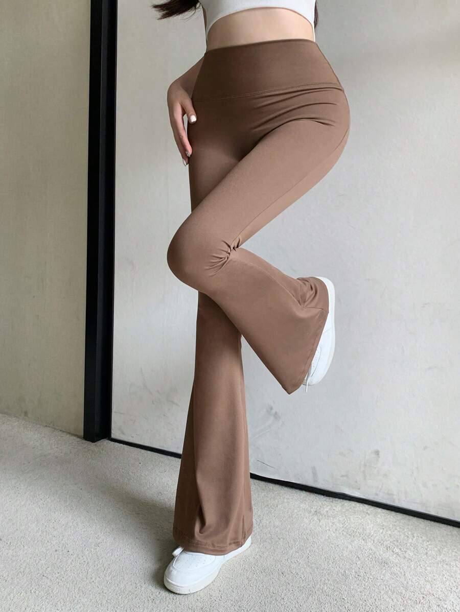 DAZY Leggings a vita alta a zampa di elefante, abbigliamento back to school per donne