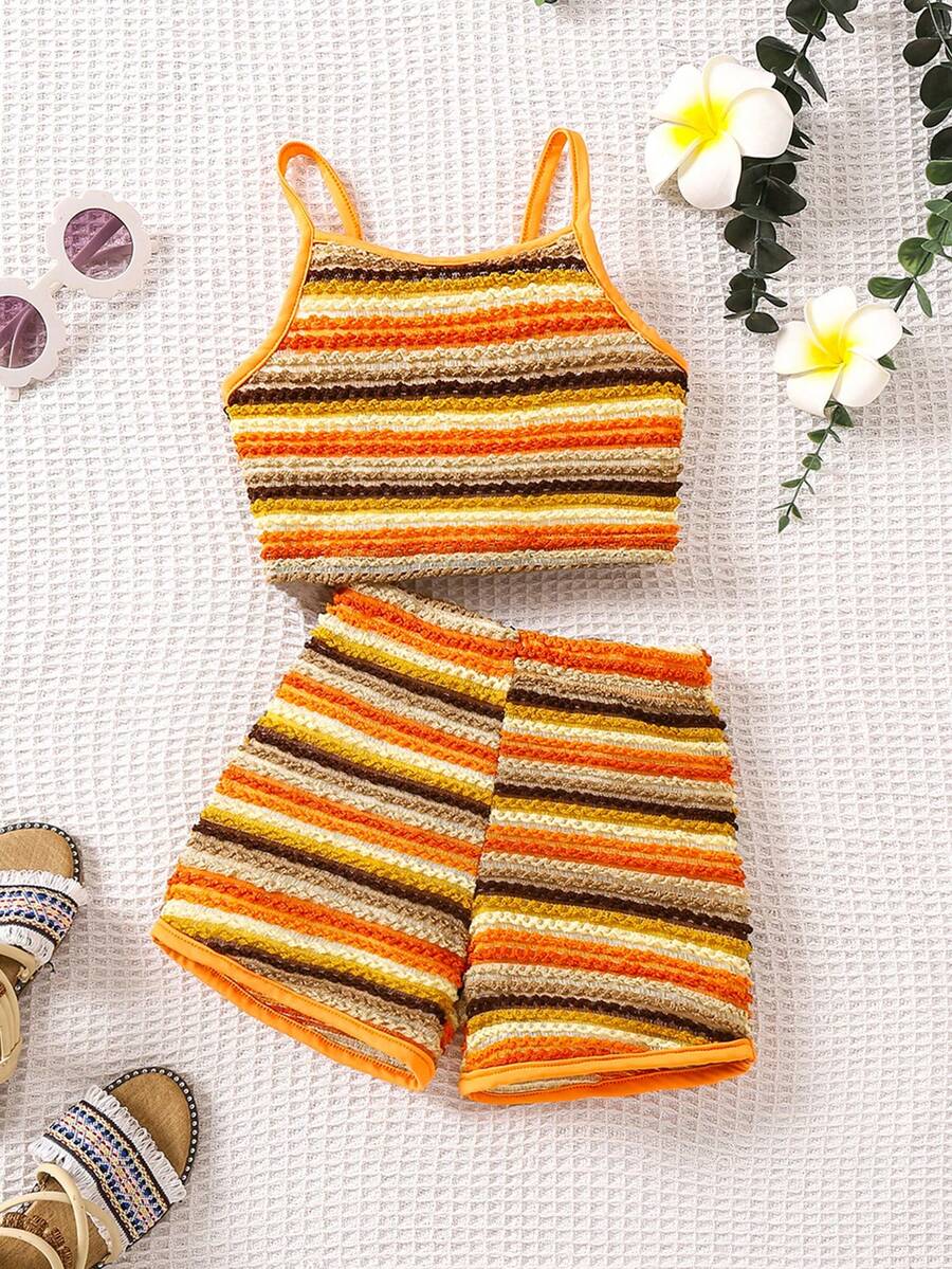 Little Girls' Striped Casual Two Piece Set - Multicolor - View 1