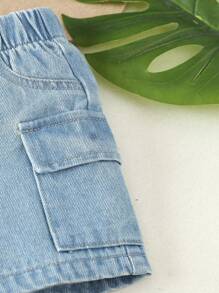 SHEIN Vintaside Kids Shorts En Jean Décontracté Et Confortable Pour Bébés Garçons Avec Poches