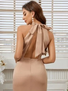 SHEIN Belle 有立領設計的伴娘禮服(成人),人魚剪裁,背帶和開放式背部設計