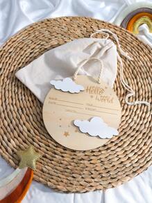 新生兒男嬰出生宣布木製雲牌，照片道具，收藏禮物 - 彩色 - 查看 5