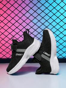 Kids' Spring/Autumn Breathable Lightweight Sports Running Shoes, Suitable For Daily Wear & Casual Shoes - Black and White - View 1