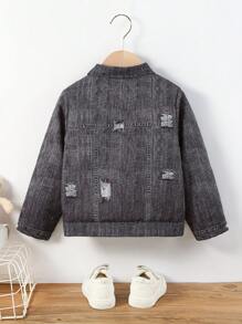 SHEIN Chaqueta de forro polar con estampado floral de moda para niña joven, otoño/invierno - Gris - Ver 2