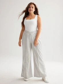 SHEIN BASICS Plus Solid Tank Top - White - View 4