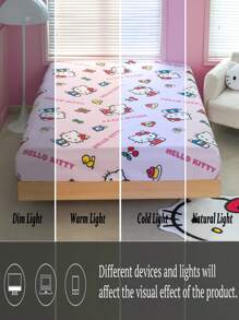 HELLO KITTY AND FRIENDS | SHEIN 粉紅色卡通床單 - 粉色 - 查看 8
