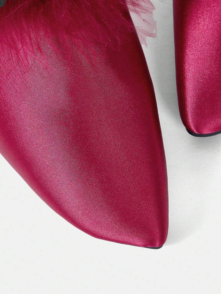 Fashionable Fur Mules Half Slipper High Heel Sandals