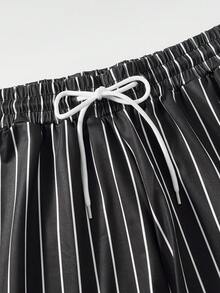 Manfinity LEGND Men'S Color Block Stripes, Letter Print Top And Shorts Set - Multicolor - View 5