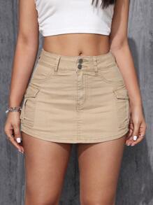 Flexra 女式纯色工装牛仔短裙