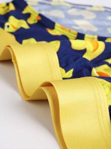 男士卡通鴨子印花平角褲 - 寶藍色 - 查看 4