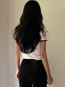 DAZY Của phụ nữ Vòng cổ Slogan In Áo thun - trắng - Xem 2