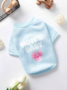 Debiesn Sudadera para mascotas 1 pieza sin gorro, estampada con patrón de corazones rosados y azules, para mantener caliente, vacaciones, amor, Día de San Valentín