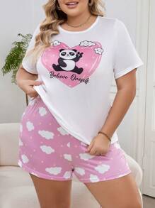 Kích thước lớn Gấu trúc , Lá thư , Mây , In Sao Bộ mặc nhà - Nhiều màu - Xem 1