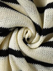 Nam Đen Và Trắng Sọc Áo len dệt kim - Đen và trắng - Xem 5