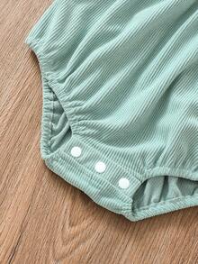 嬰兒女童荷葉邊短袖連體衣，邊緣裝飾有海貝細節 - 薄荷綠 - 查看 6