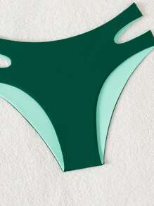 SHEIN Swim Conjunto de bikini con bloqueo de color y adorno de strass para playa de verano - Multicolor - Ver 5