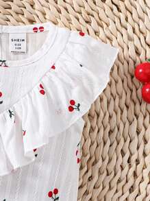 Baby Girls' Cherry Pattern Bodysuit With Ruffle Trim - White - View 4