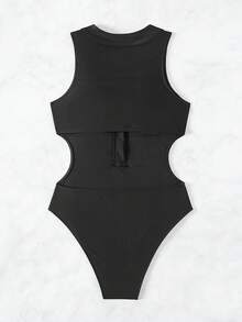 SHEIN Swim Women's One-Piece Swimsuit Carnival, For Summer Beach Vacation - Black - View 4