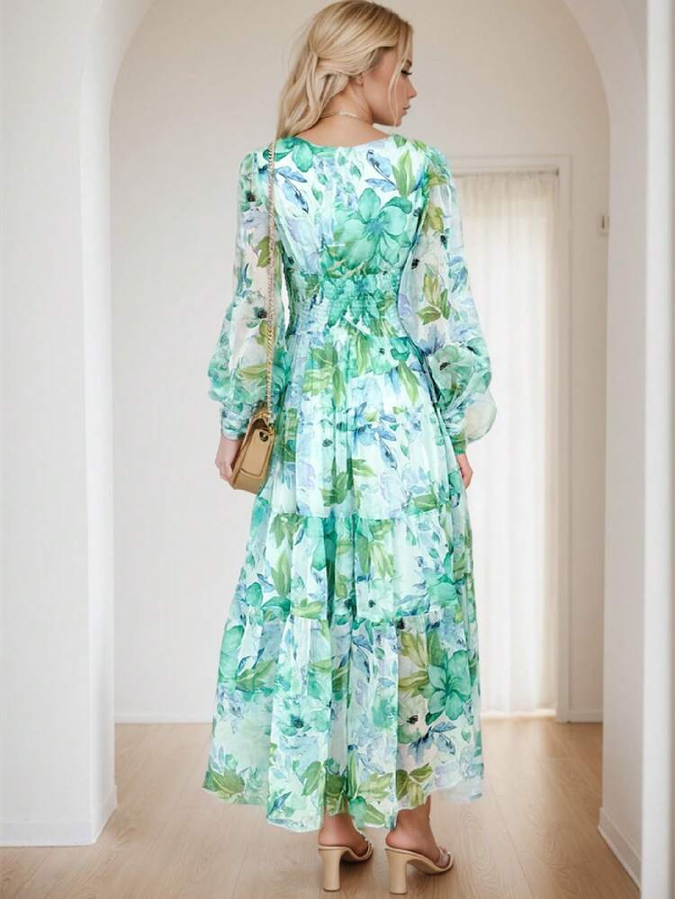 sissyaki women's boho dress Sissyaki Women's Summer Long Sleeve High Waist Boho Maxi Dress Casual Beach  Party Long Dress 1A#Blue-Print Medium at Amazon Women's Clothing store