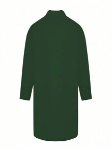 Calvaya Plus Size Solid Color Shirt Dress - Dark Green - View 2