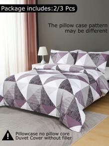 Soft Microfiber Duvet Cover Set With Classic Geometric Patterns - Best 2/3-Piece Quilt/Comforter Cover Bedding Set - Includes 1 Duvet Cover And 1/2 Pillowcases - Cheap And High-Quality - For Twin, King, Single, Queen, Double, Full Size