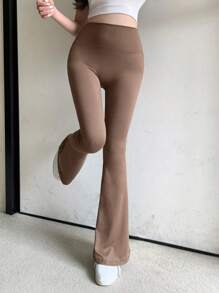 DAZY Leggings a vita alta a zampa di elefante, abbigliamento back to school per donne