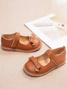 Children's Comfortable & Versatile Bowknot Decor Girls' Flat Shoes - Brown - View 2