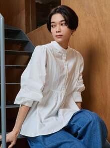 FRIFUL 女款純色長袖襯衫 - 白色 - 查看 10
