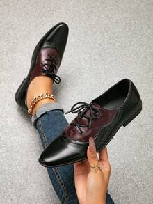 帶雙肩帶的青少年尖頭皮革上履舞鞋 - 黑色 - 查看 5