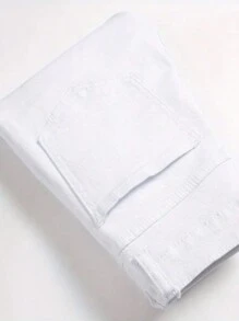 青少年男孩花卉刺繡牛仔褲 - 白色 - 查看 4