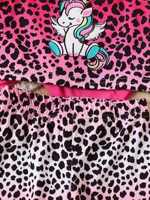 SHEIN Nhỏ bé Cô gái Màu thuần Áo sơ mi In hoa Báo Dây đeo Mì Ý  Áo Quần loe Giải trí - Nhiều màu - Xem 4