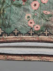 Plus Size Women Casual Printed Dress, Suitable For Home & Outdoor, Summer