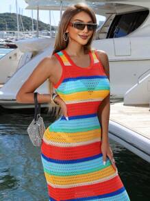 VaVaBold Women'S Colorful Striped Sweater Dress, Women Cruise Outfit