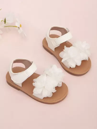 花卉裝飾嬰兒和幼兒綁帶涼鞋,時尚,休閒,適合練習行走