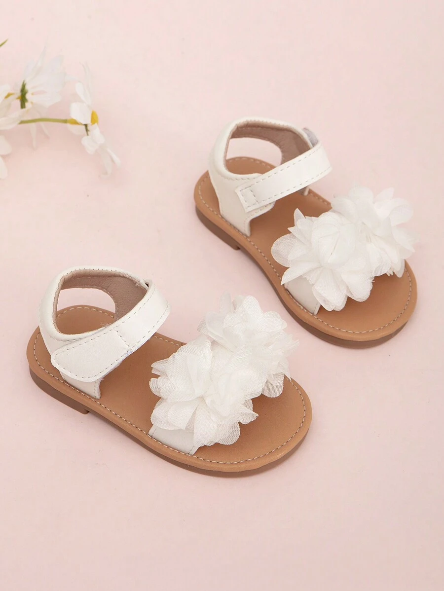 花卉裝飾嬰兒和幼兒綁帶涼鞋,時尚,休閒,適合練習行走